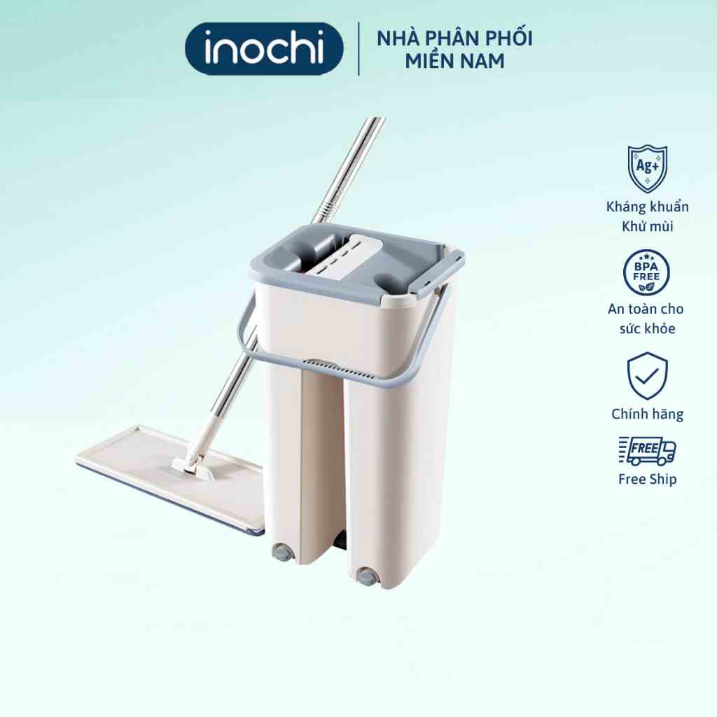 Bộ cây lau nhà thông minh kèm thùng vắt 2 ngăn Inochi sizes trung M900