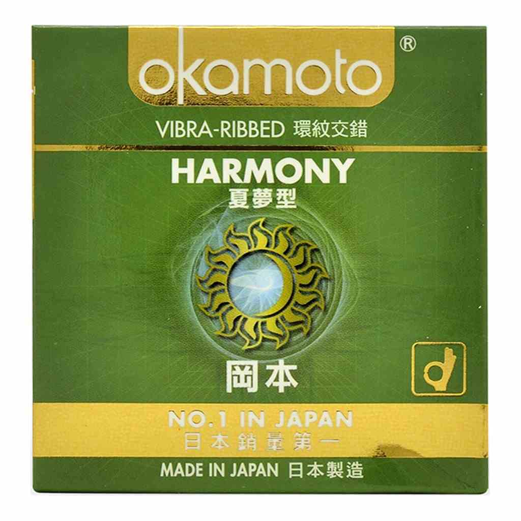 [Mã BMLTB35 giảm đến 35K đơn 99K] Bao Cao Su Okamoto Harmony Gân Sọc Hộp 3 Cái