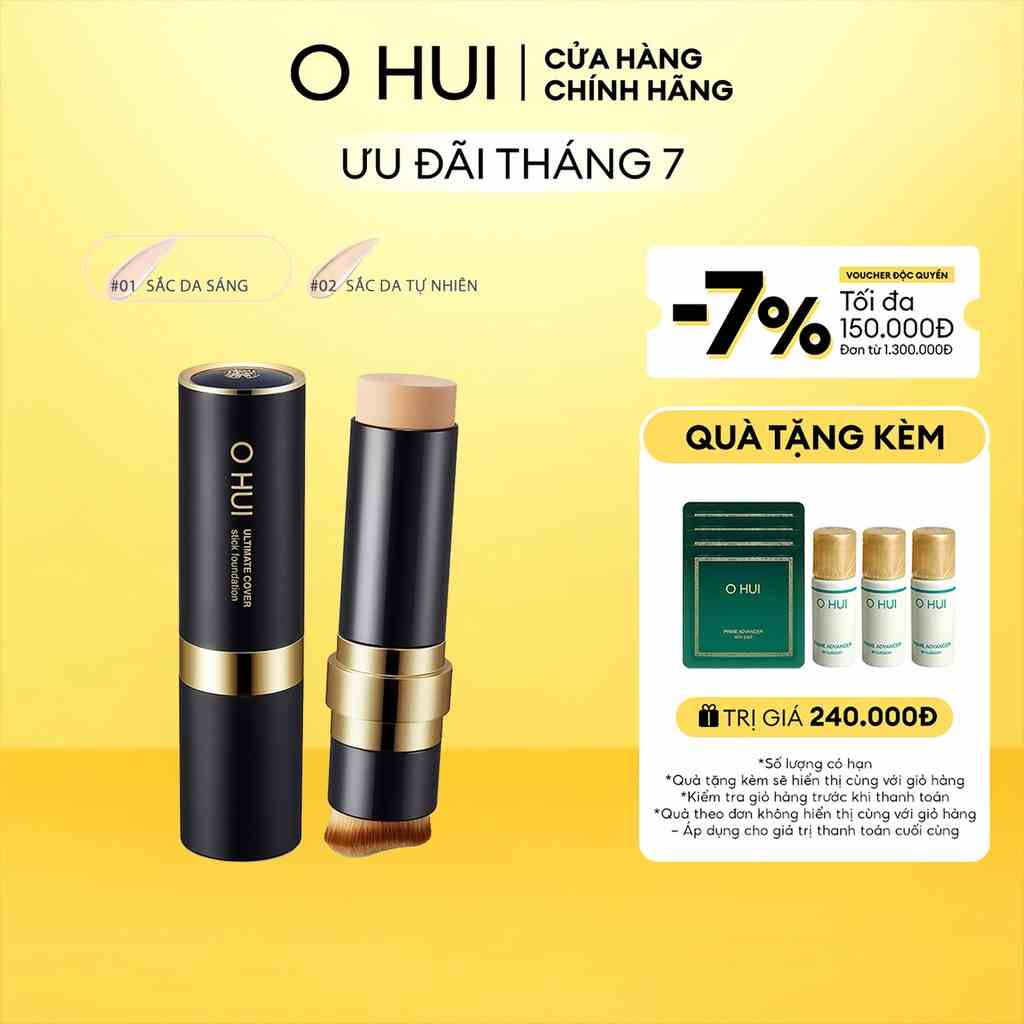 Kem nền dạng thỏi siêu che phủ kiểm soát nhờn OHUI Ultimate Cover Stick Foudation SPF50+/PA +++ 15g