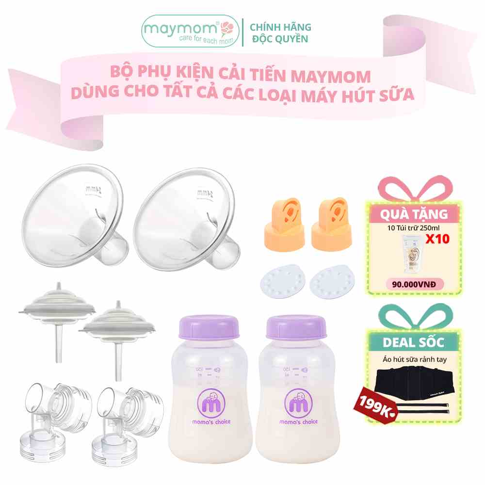 Phụ Kiện Hút Sữa Maymom Dùng Cho Bình Sữa Cổ Hẹp, Thay Thế Máy Medela MaxFlow, Sonata, Freestyle, Swing Maxi...