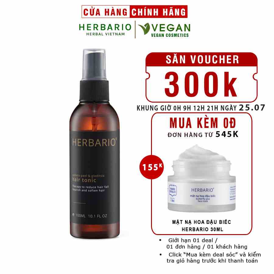 Nước xịt dưỡng tóc Vỏ Bưởi và Bồ Kết Herbario 100ml (pomelo peel & gleditsia)