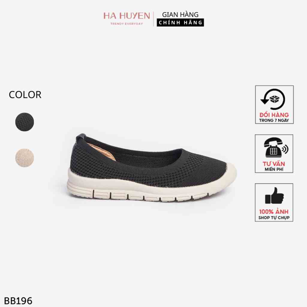 [Mã BMLTB200 giảm đến 100K đơn 499K] Giày Slip on nữ Hà Huyền Shoes mũi len lỗ đế răng dáng thể thao - BB196