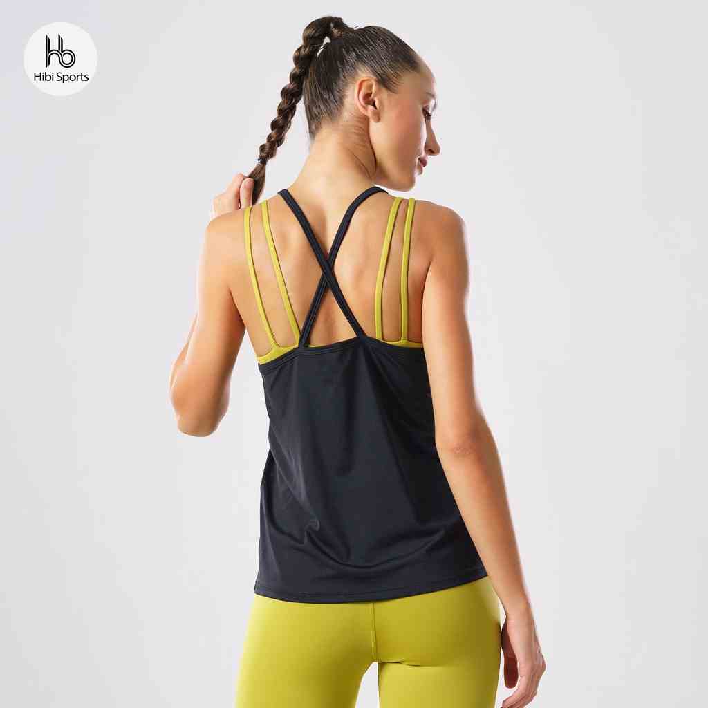 Áo tanktop tập Yoga mặc ngoài, kiểu 2 dây cổ yếm Hibi Sports TA709