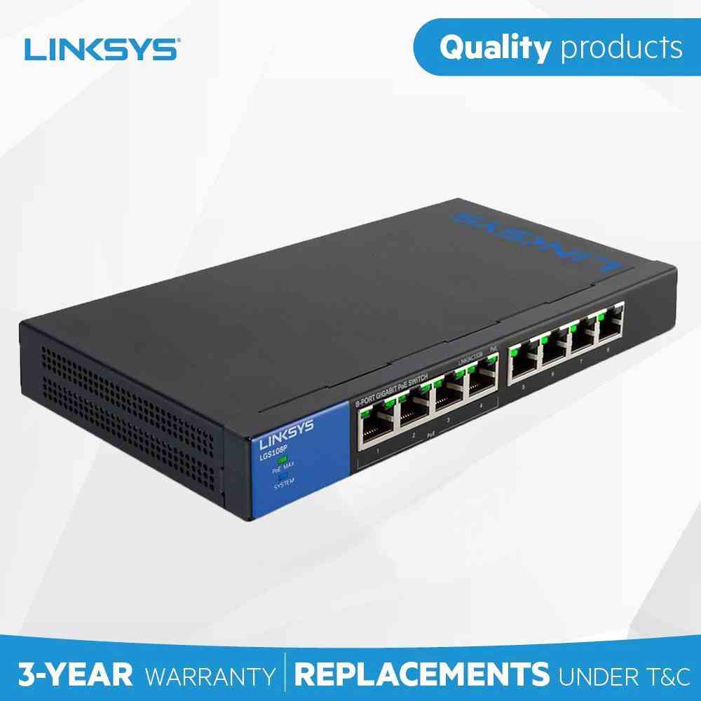 [Mã ICBFRI300 giảm 10% đơn 249K] Switch PoE+ Dành Cho Doanh Nghiệp LINKSYS LGS108P 8 cổng