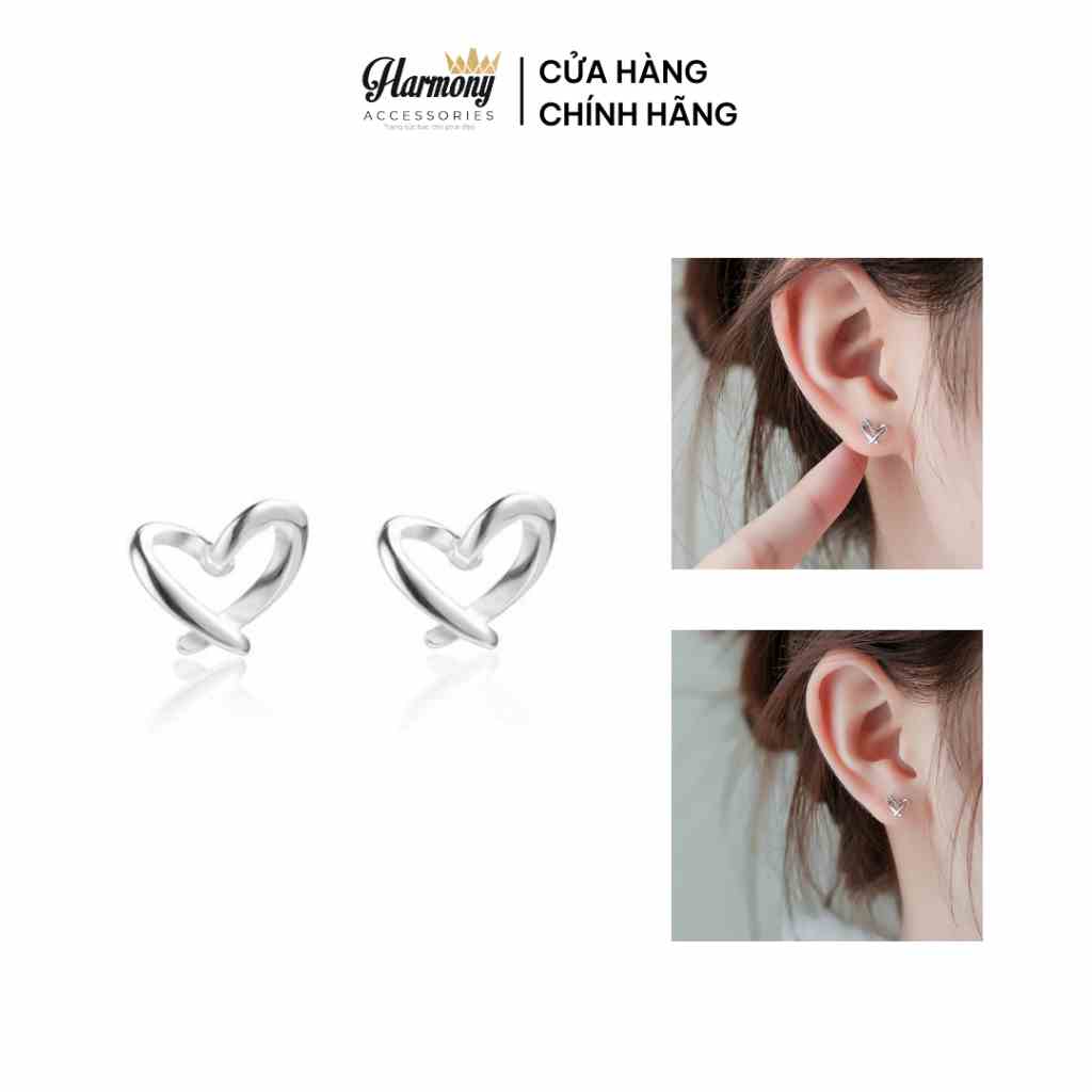 Khuyên tai nữ bạc mạ vàng trái tim nhỏ xinh xắn, đáng yêu Little Heart K26 | HARMONY ACCESSORIES K26