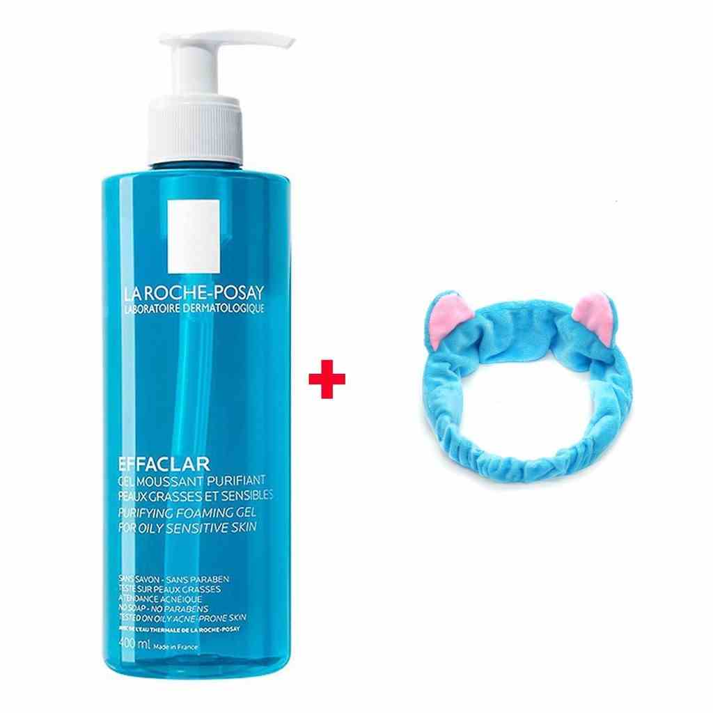 Gel Rửa Mặt Cho Da Dầu Mụn La Roche-Posay Effaclar 400ml tặng băng đô mèo xinh xắn màu sắc ngẫu nhiên