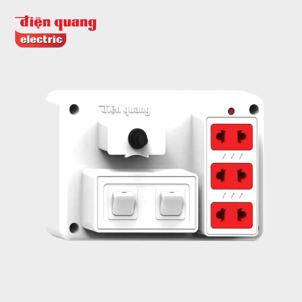 Bảng điện nổi V2 Điện Quang ĐQ FEP 32W 02S (màu trắng, 3 lỗ 2 chấu, 2 công tắc)