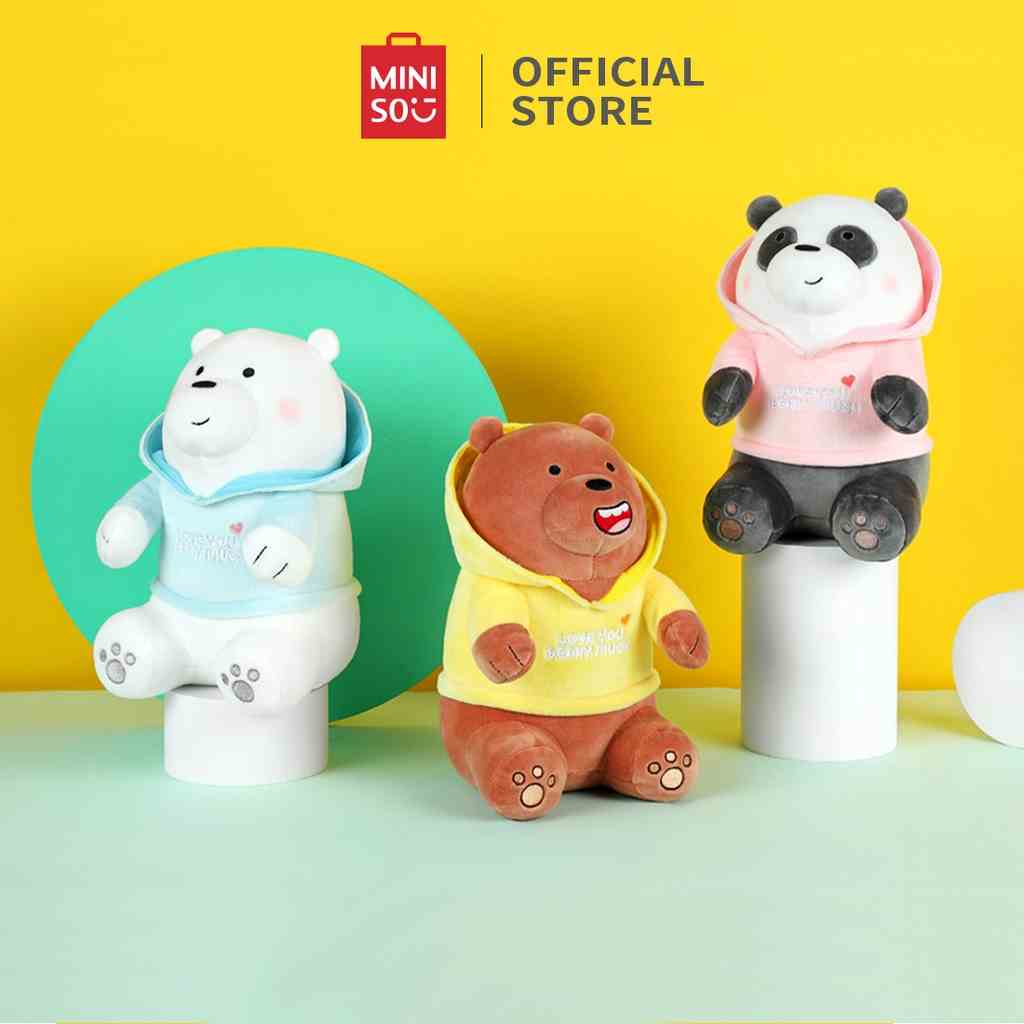 Gấu bông We Bare Bears Miniso mặc áo hoodie nhiều màu nhỏ gọn dễ thương