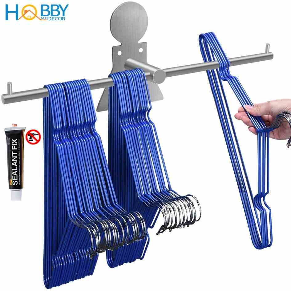 Giá treo móc phơi quần áo loại lớn Inox 304 HOBBY Home Decor GPM3 dán tường gạch men - kèm keo dán và đinh ốc