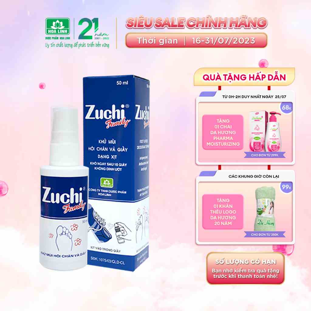 Xịt khử mùi hôi chân và giày (hương quế) Zuchi Family 50ml