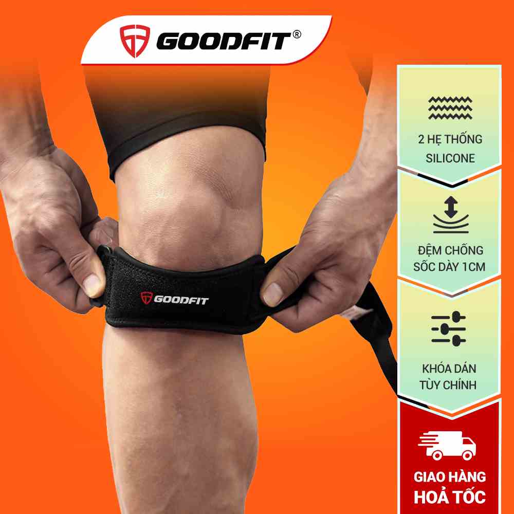 Băng gối thể thao, bó gối đệm Silicone GoodFit GF516K băng gối đã bóng, chạy bộ, tập Gym