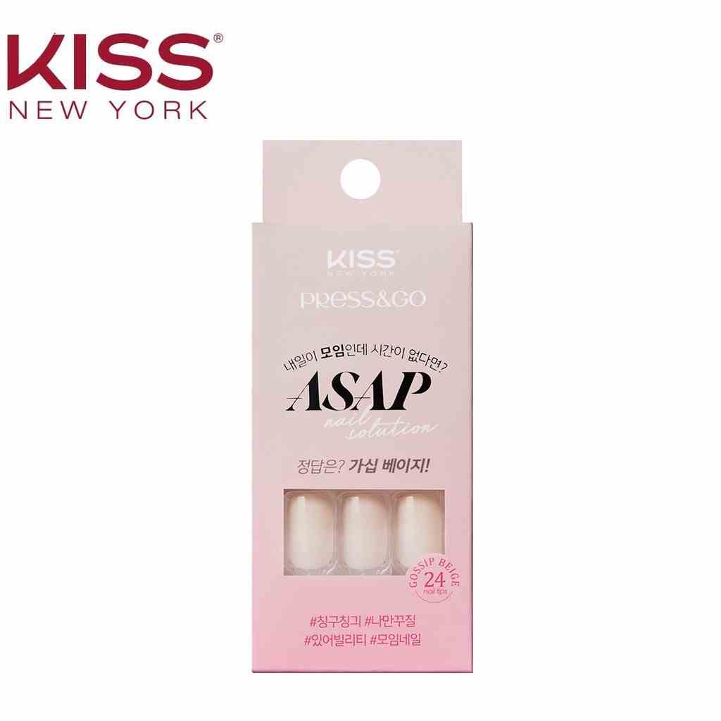 Bộ 24 Móng Tay Gel Tự Dán Press & Go Kiss New York Nail Box - Gossip Beige (KKPA03KA)