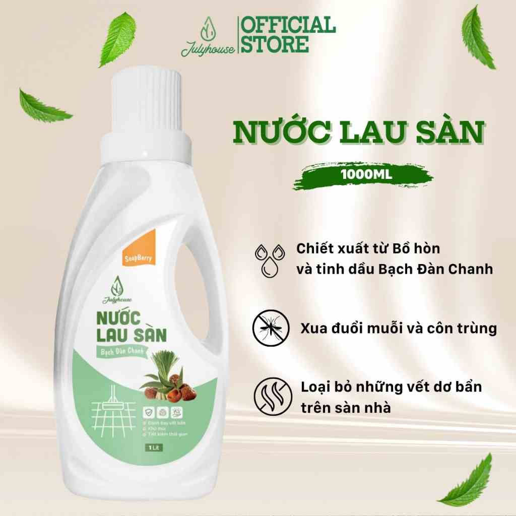 Nước Lau Sàn đuổi muỗi và côn trùng tinh dầu Bạch Đàn Chanh - Bồ Hòn 1000ml JULYHOUSE