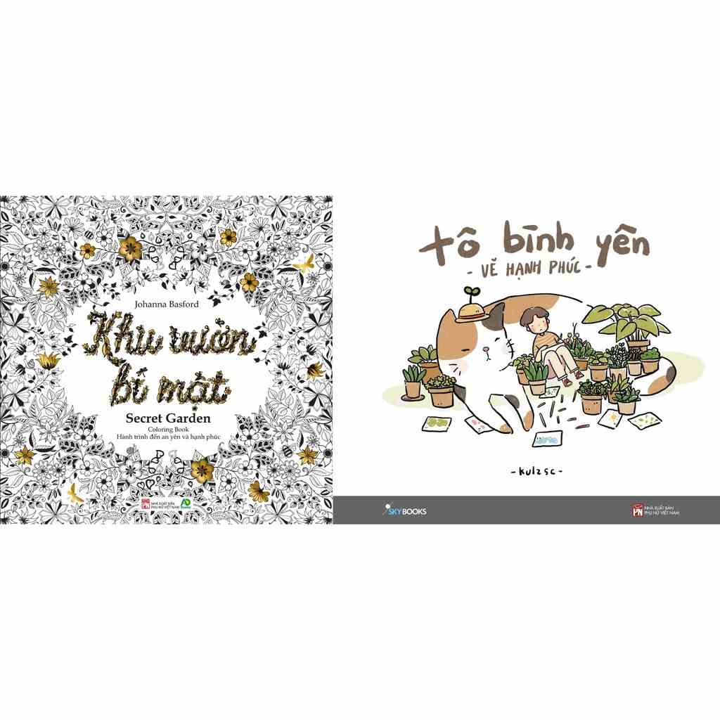 Sách Combo Khu vườn bí mật + Tô bình yên vẽ hạnh phúc (Sách tô màu coloring book)