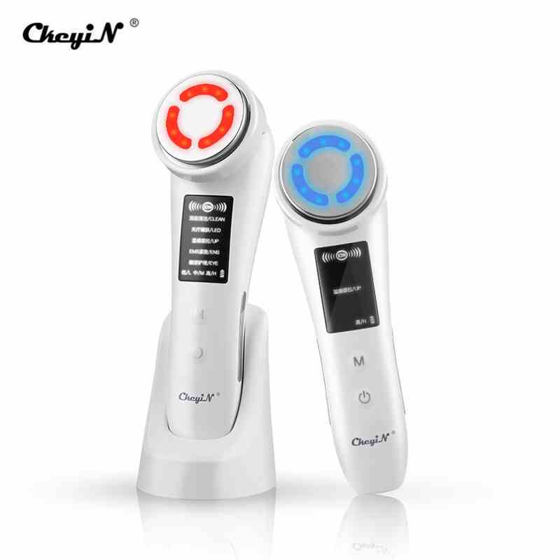 Máy Mát Xa Mặt CkeyiN Tích Hợp Đèn LED 5 Trong 1 Nâng Cơ Giúp Trẻ Hóa Da MR580