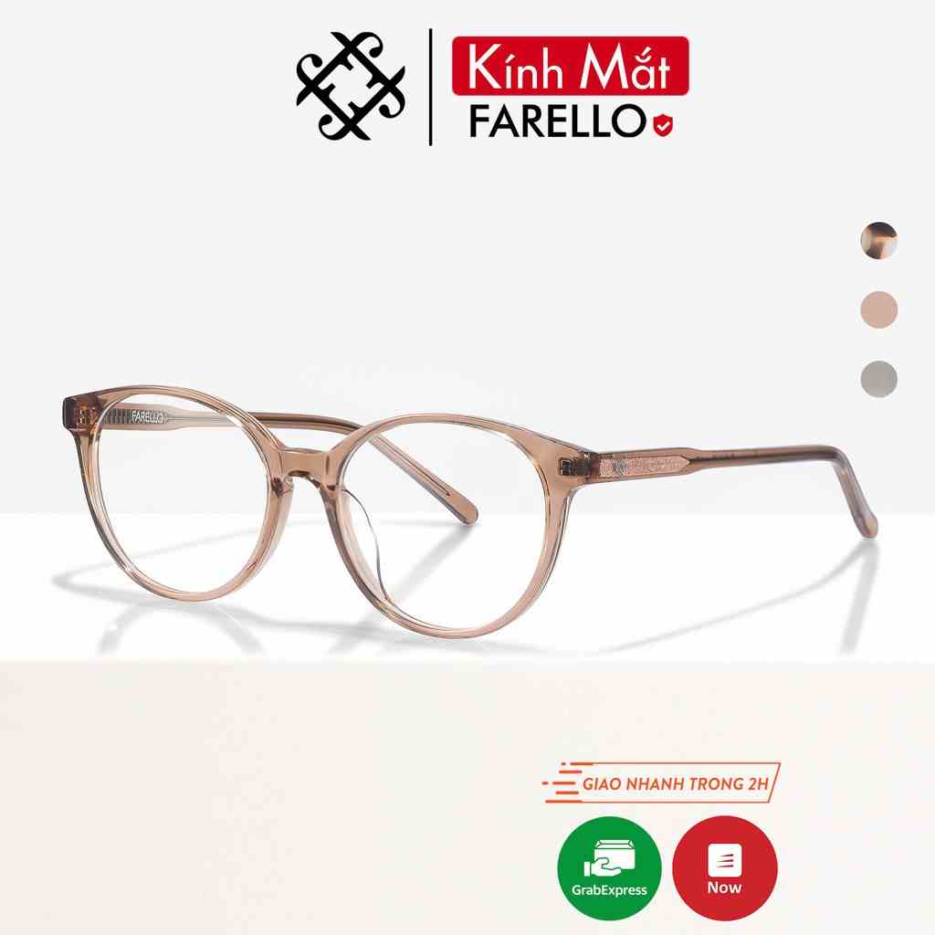 [Mã BMLTA35 giảm đến 35K đơn 99K] Kính mắt nam nữ cao cấp FARELLO Mossy mắt tròn Acetate bền dẻo màu sắc thời trang