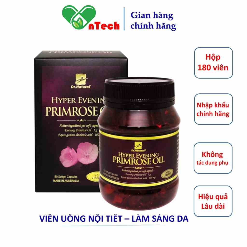 Tinh dầu hoa anh thảo giúp trắng da mờ nám bổ sung nội tiết Dr.Natural Hyper Evening Primrose Oil hộp 180 viên