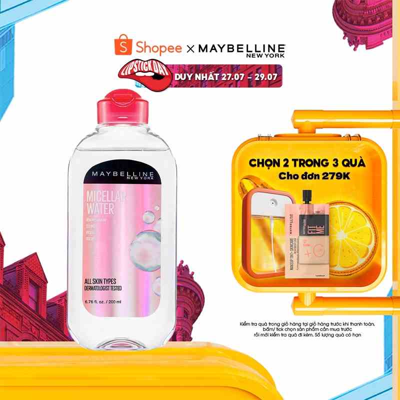 Nước Tẩy Trang Micellar Dưỡng Da Không Cồn 4 Trong 1 Maybelline New York Micellar Water 4-in-1 400ml