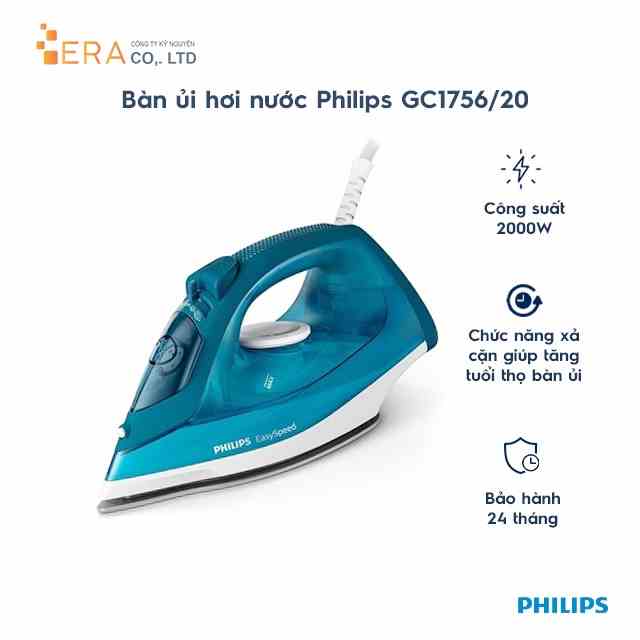 [Mã BMLTA35 giảm đến 35K đơn 99K] Bàn ủi hơi nước Philips GC1756