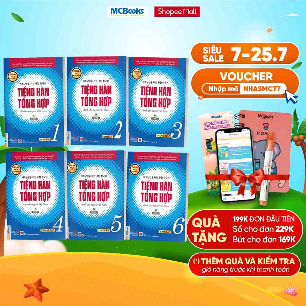 Sách - Combo Tiếng Hàn Tổng Hợp Dành Cho Người Việt Nam Tập 1-6 - Giáo Trình Kèm Sách Bài Tập