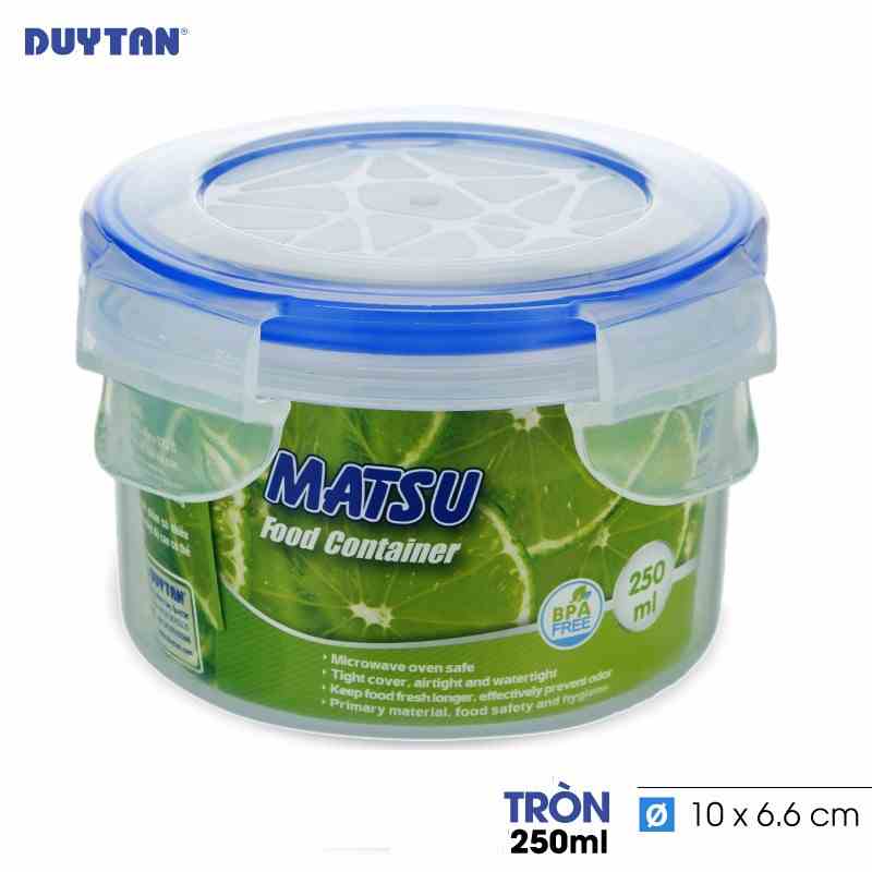 [Mã BMLTA35 giảm đến 35K đơn 99K] Hộp đựng thực phẩm tròn nhựa DUY TÂN Matsu 250ml (10 x 10 x 6.6 cm) - 03383