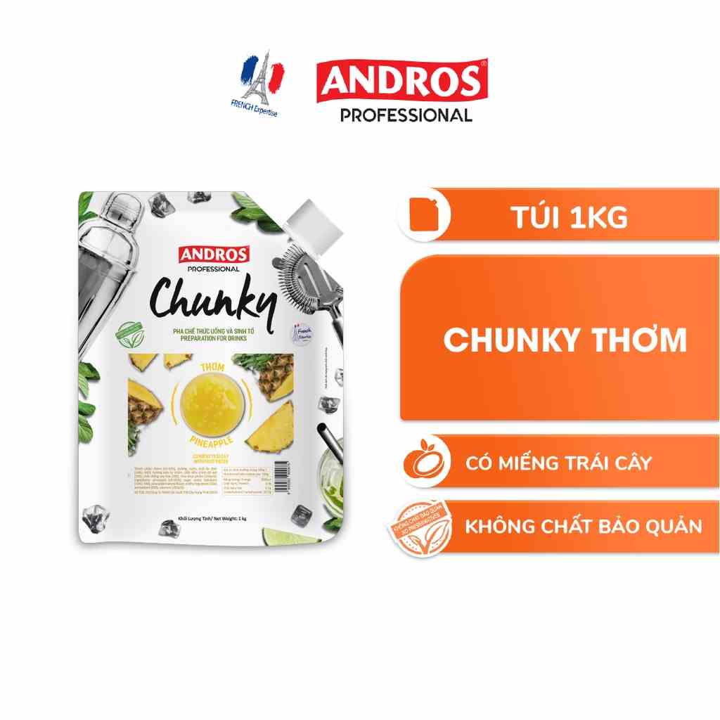 Mứt Trái Cây Pha Chế Thơm - Có miếng trái cây thật - ANDROS CHUNKY - 1kg