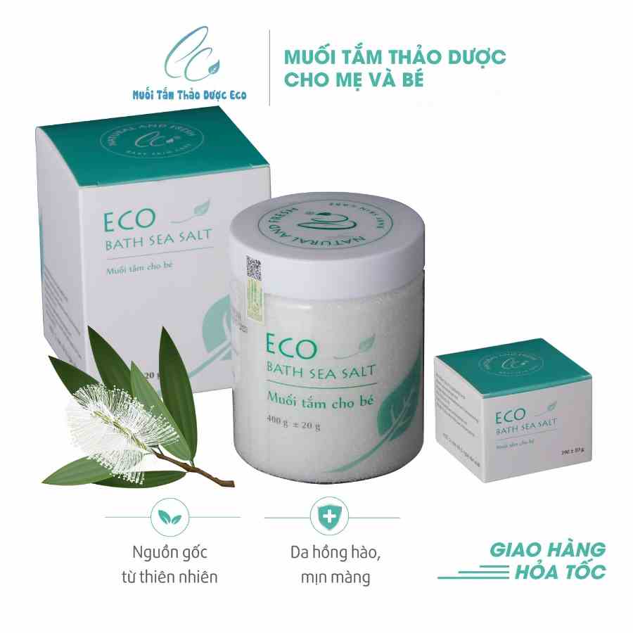 Combo 2 lọ muối tắm bé thảo dược Eco Sinh Dược 400g tặng 1 muối thảo dược Eco Sinh Dược 200g