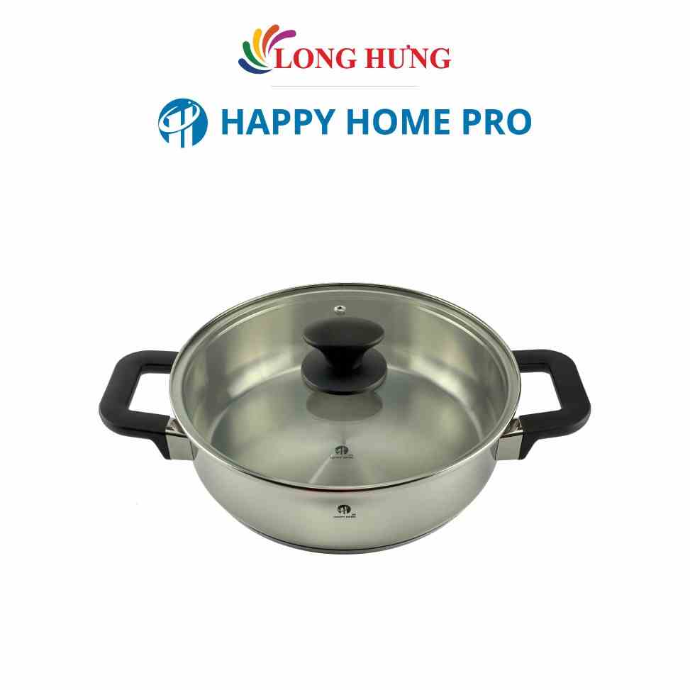 [Mã BMLTA35 giảm đến 35K đơn 99K] Nồi Inox 304 nắp kính Happy Home Pro - Hàng chính hãng