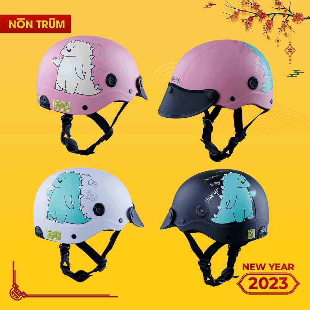 [Mã BMTTC60K giảm đến 60K đơn 50K] Mũ bảo hiểm nửa đầu RONA R5 sơn tem KHỦNG LONG freesize vòng đầu 55-58cm