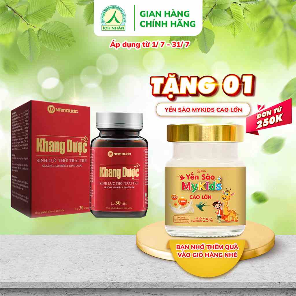 Khang Dược Tăng Cường Sinh Lý Nam, Hàu Biển, Bá Bệnh, Sâm Cau Giúp Bổ Thận Tráng Dương, Bền Bỉ Và Dẻo Dai 30 viên/hộp