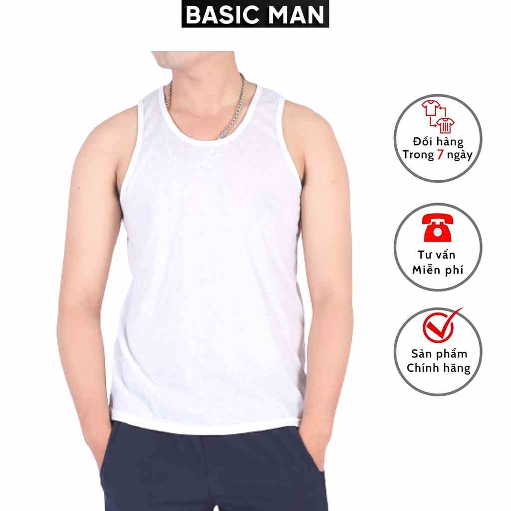 Áo ba lỗ nam cotton BASIC MAN mặc lót trong và tập Gym - A3L 001