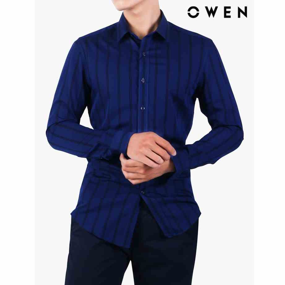 Áo Sơ mi dài tay Owen Bamboo Slimfit màu xanh - AS22664D