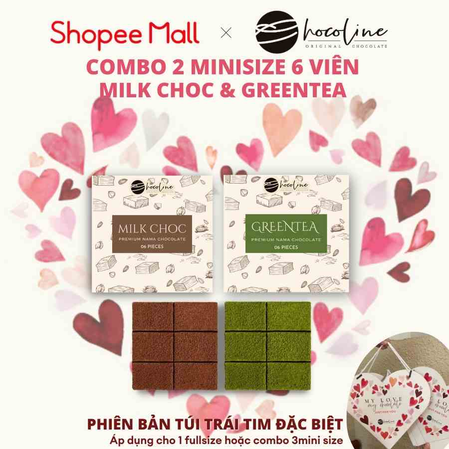 Socola Tươi Chocoline Vị Matcha Trà Xanh, Vị Sữa Milk Choc - Combo 2 hộp 6 Viên (80gram)