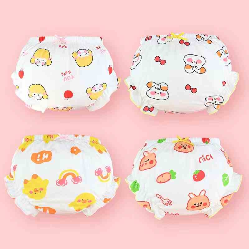 Quần lót cotton mặc tã LUCKY BIG CAT cho bé gái sơ sinh vừa và nhỏ 0-3 tuổi