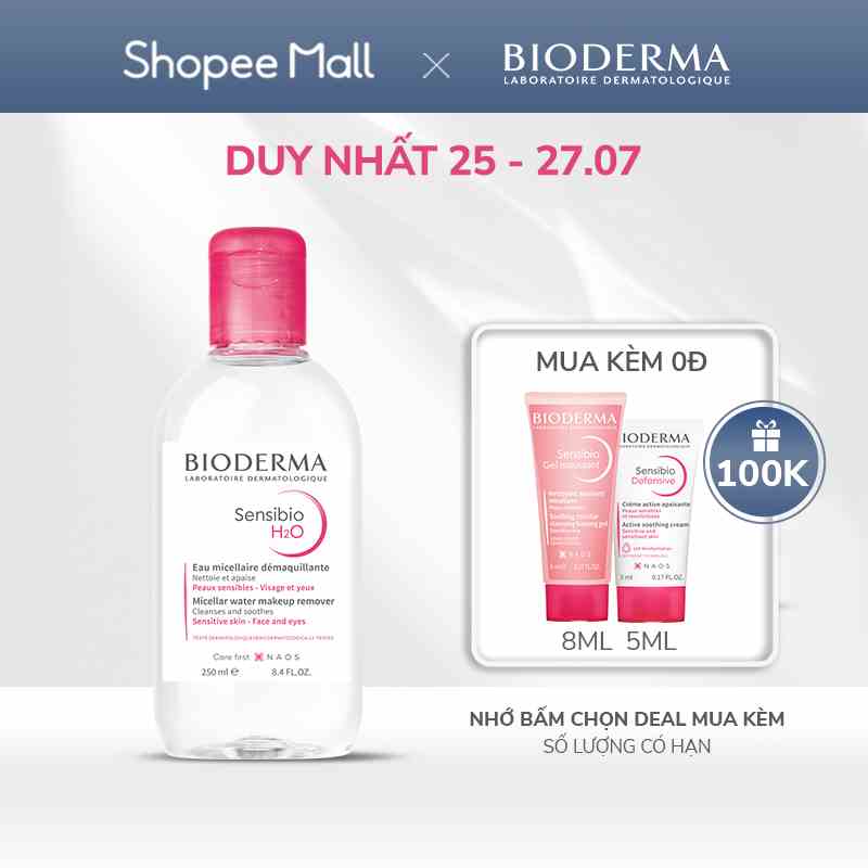 Dung dịch làm sạch và tẩy trang công nghệ Micellar Bioderma Sensibio H2O - 250ml