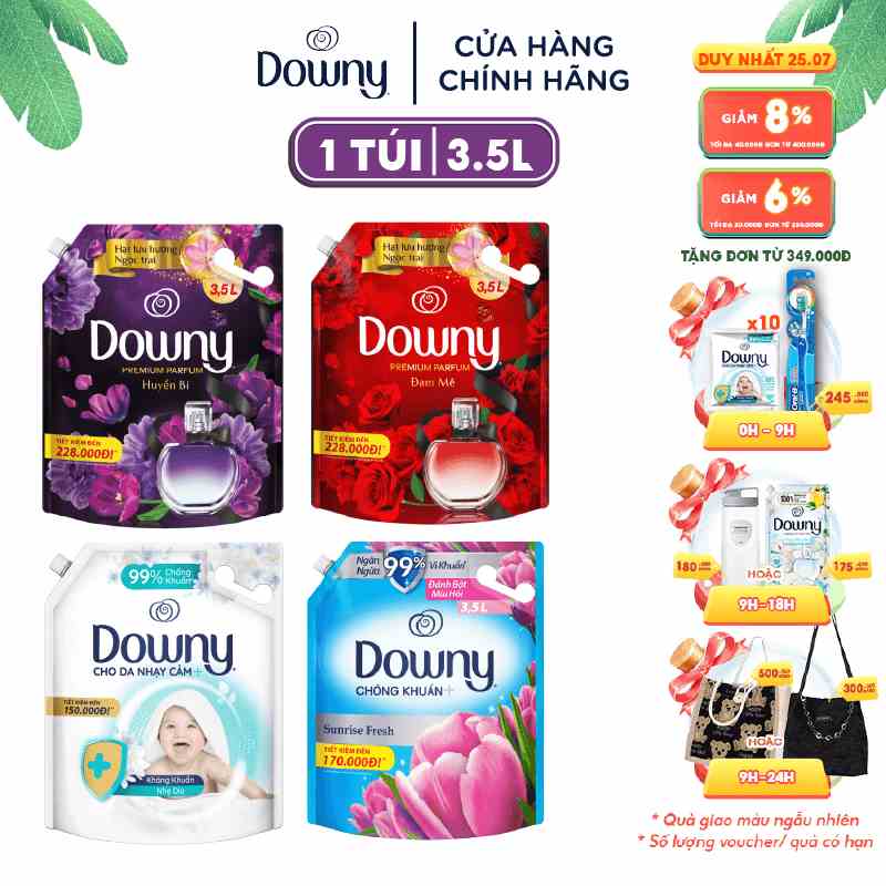 Nước xả vải Downy Hương Nước Hoa túi 3.5L (mới)