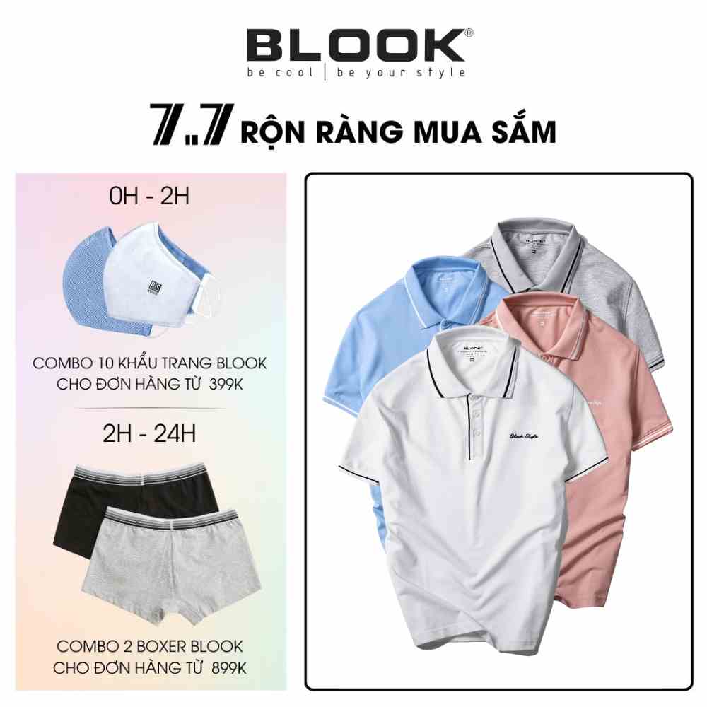 Áo polo nam slimfit BLOOK Vải thun cotton thêu logo đơn giản 33086