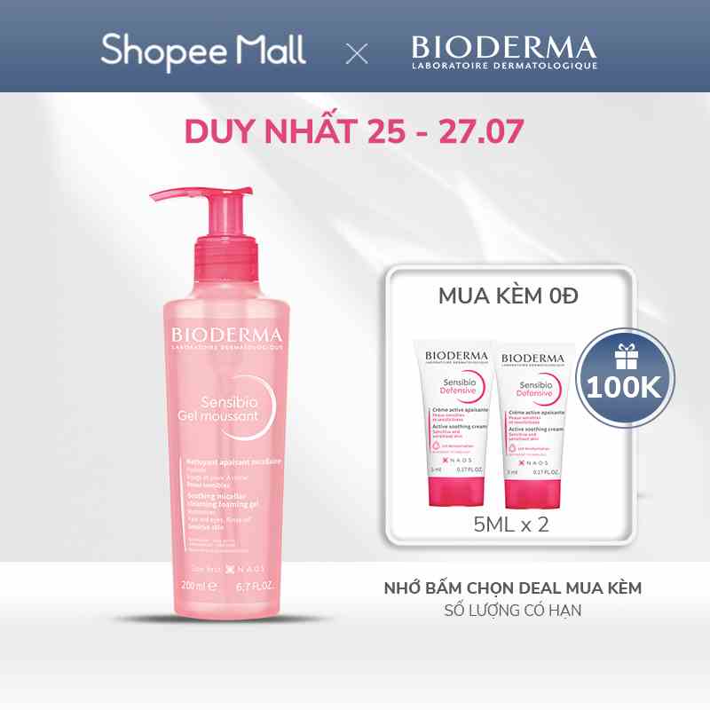 Gel rửa mặt tạo bọt cho da nhạy cảm Bioderma Sensibio Gel Moussant - 200ml