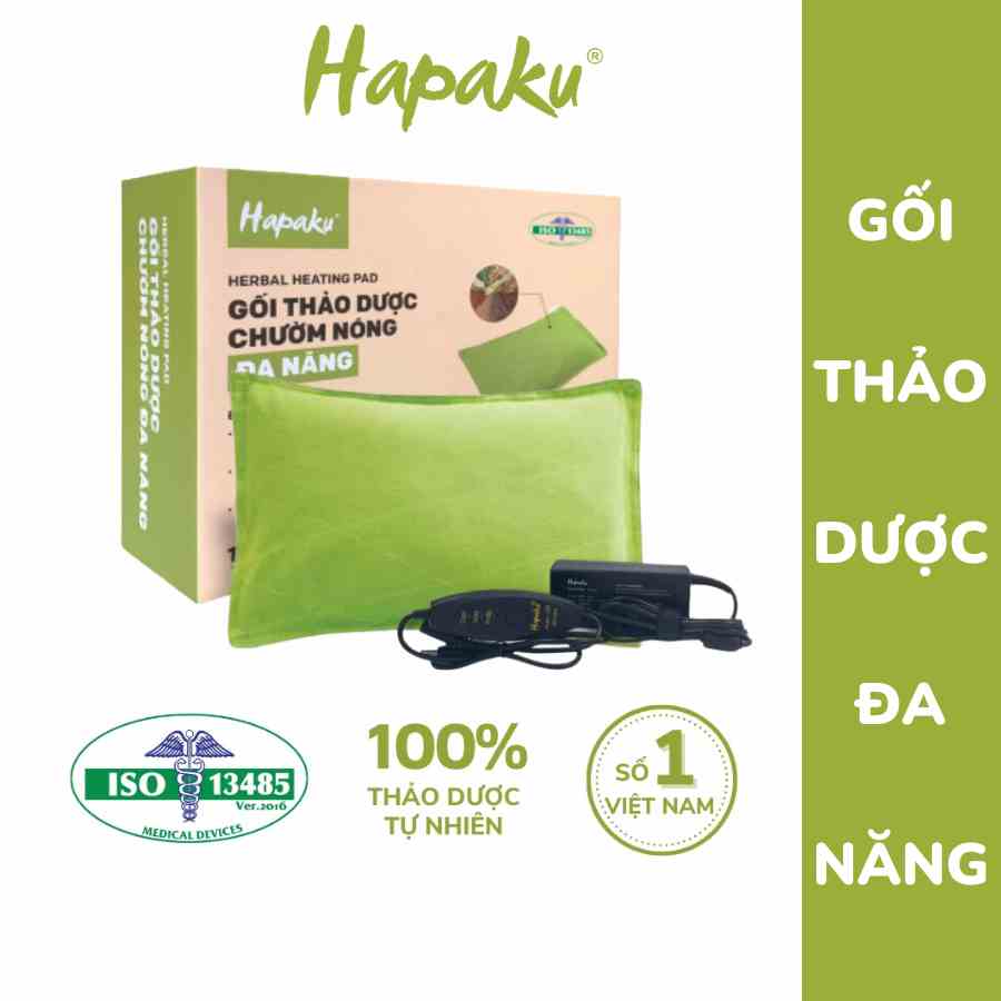 Gối Thảo Dược Chườm Nóng Bằng Điện Hapaku, Giảm Đau Cổ Gáy, Chườm Đau Bụng Kinh - Size 38 x 23 x 4.5cm