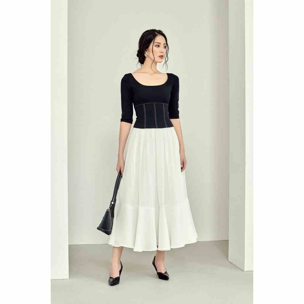 MAVEN - Chân váy trắng rũ phồng dáng dài Maimer Skirt