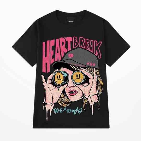 Áo thun tay lỡ NELLY cotton 4 chiều dáng unisex in hình heart break mã N0094