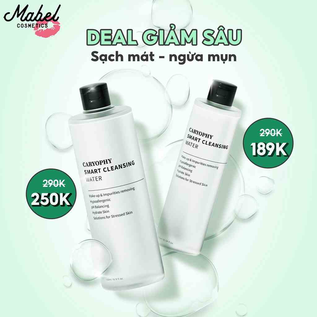 Nước tẩy trang làm sạch da ngăn ngừa mụn Caryophy Smart Cleansing Water (300ml 500ml)