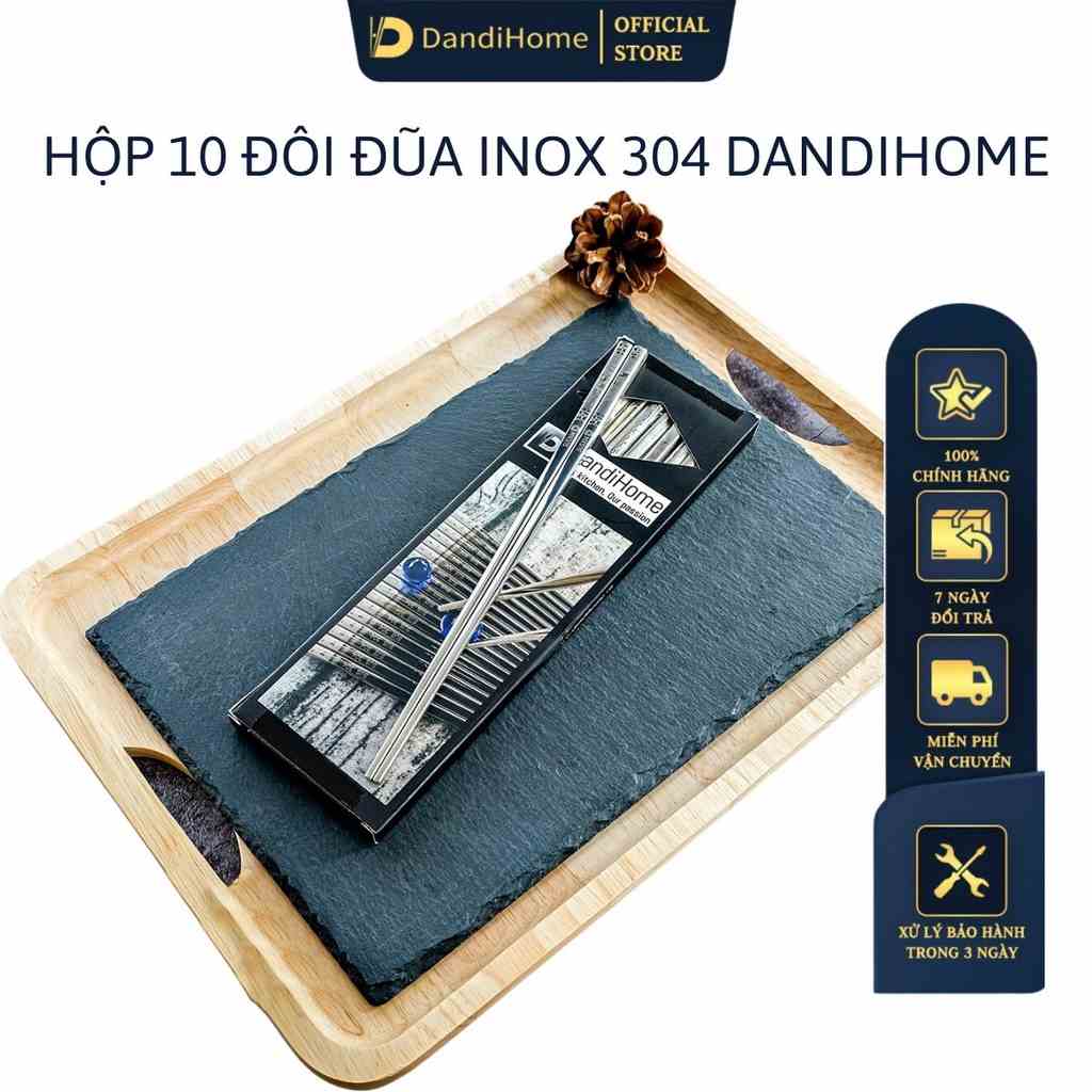 Set 5 đôi đũa Inox 304 / 316 cao cấp DandiHome