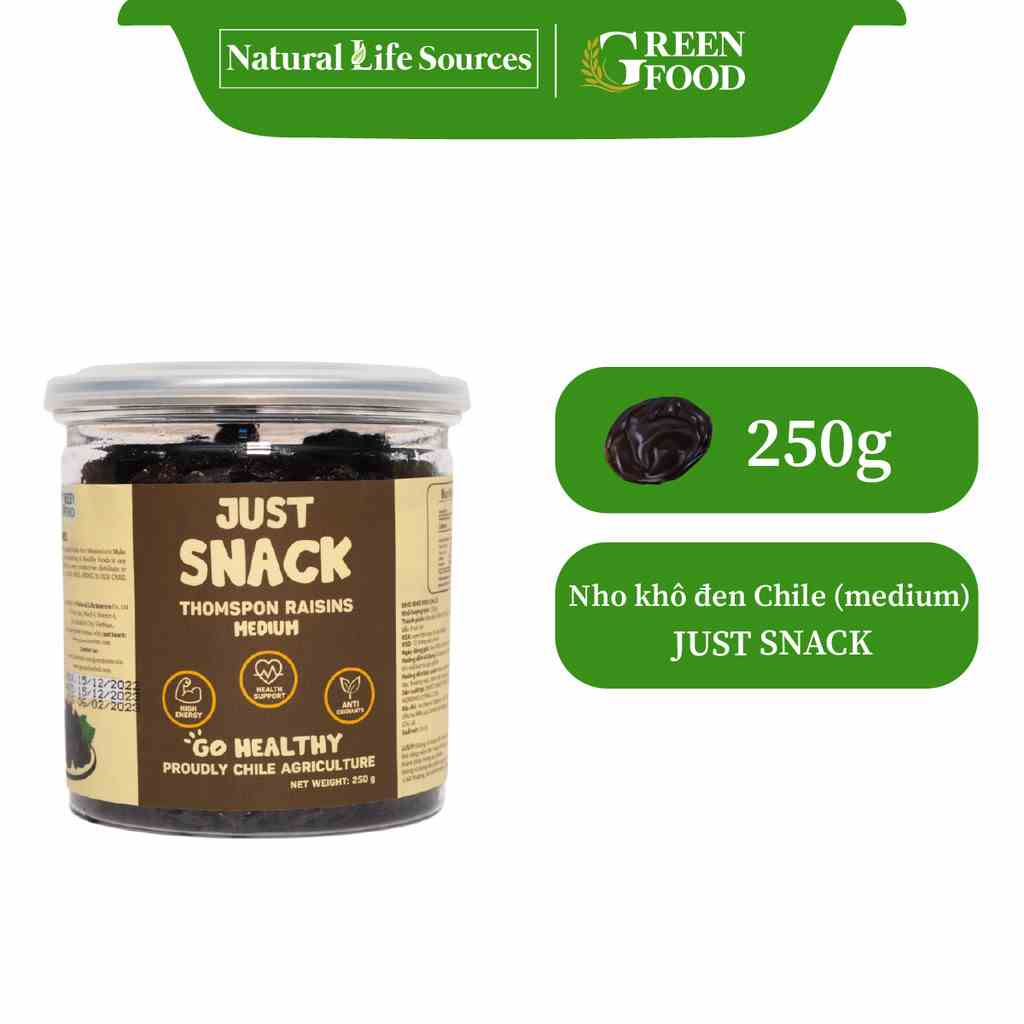 Nho khô đen Chile Just Snack kích cỡ Medium | Hộp 250g