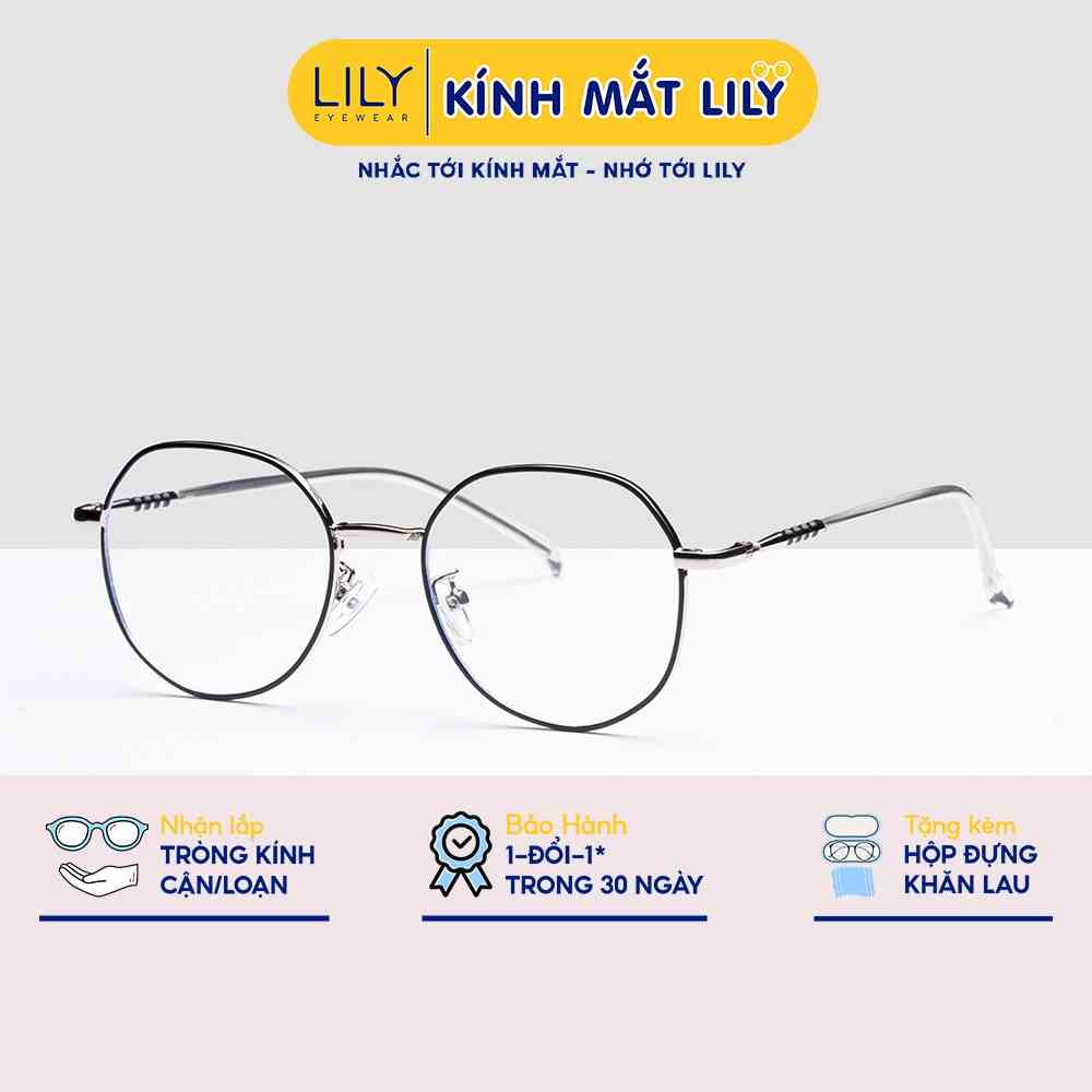 Gọng kính cận thời trang nữ Lilyeyewear mắt đa giác kim loại giả cận thanh mảnh 29183