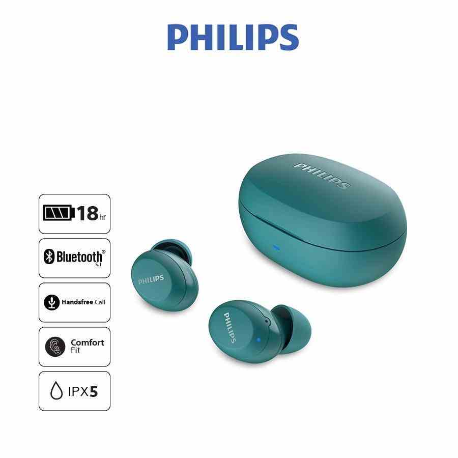 [Mã ELBAU5 giảm 5% đơn 300K] Tai nghe Philips Bluetooth Có Bass TAT1235BL/97 - Màu xanh - Hàng Chính Hãng