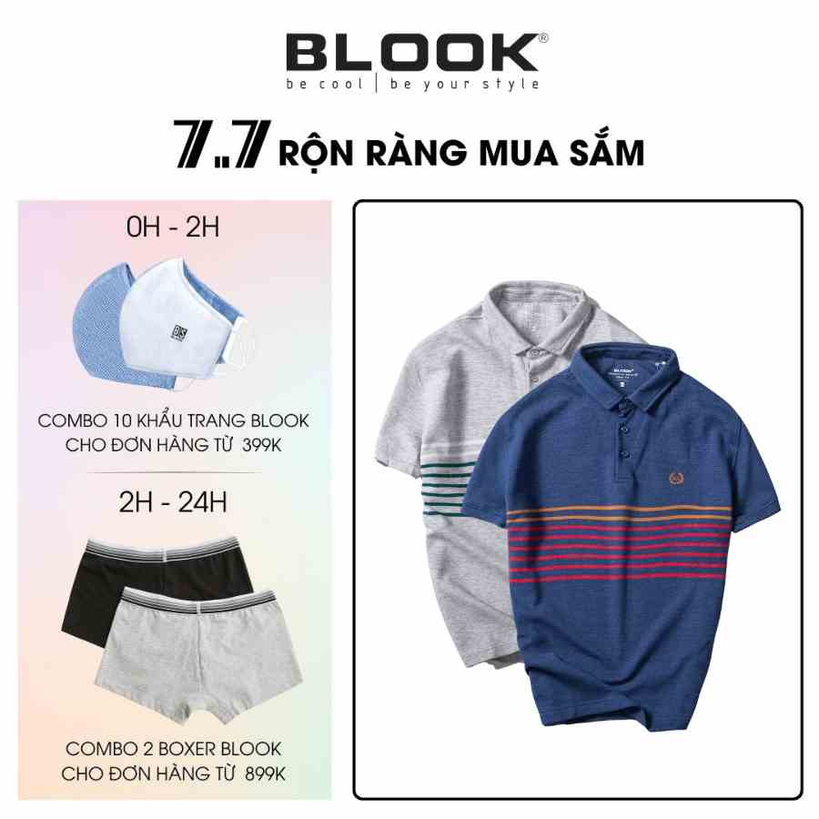 Áo polo nam slimfit BLOOK vải thun mềm mịn cotton co giãn phối màu trẻ trung 33380