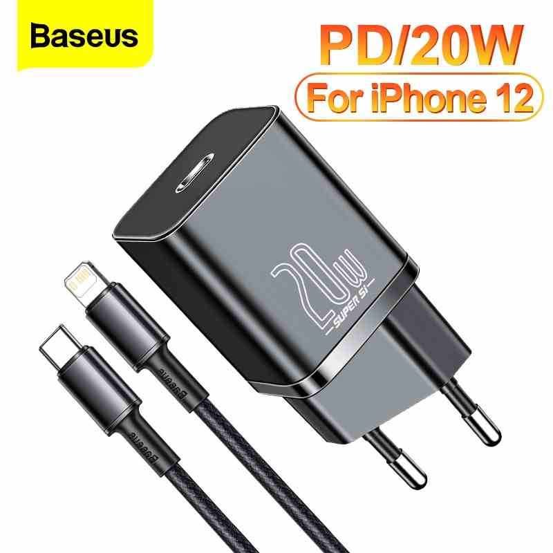 [Mã ELBMO2 giảm 12% đơn 500K] Baseus Cốc Sạc Nhanh Super Si 20W USB Type C For iPhone 12 PD Travel Wall Charger