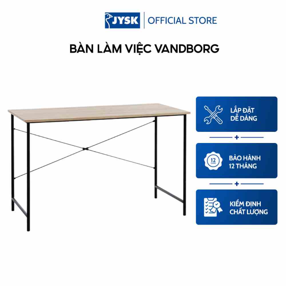 Bàn làm việc | JYSK Vandborg | gỗ công nghiệp khung kim loại xám/đen | 120x75x60cm