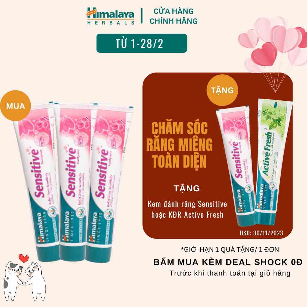 Combo 3 kem đánh răng giảm ê buốt cho răng nhạy cảm Himalaya Sensitive Toothpaste 100g/ sản phẩm